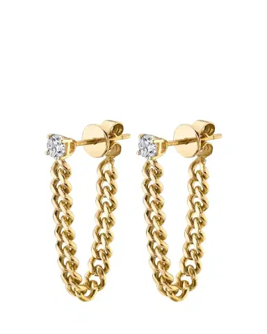 Anita Ko 18K Yellow Gold Round Diamond Cuban Link Loop Earrings | Thumbnail 1 Anita Ko 18K Yellow Gold Round Diamond Cuban Link Loop Earrings | Thumbnail 1
