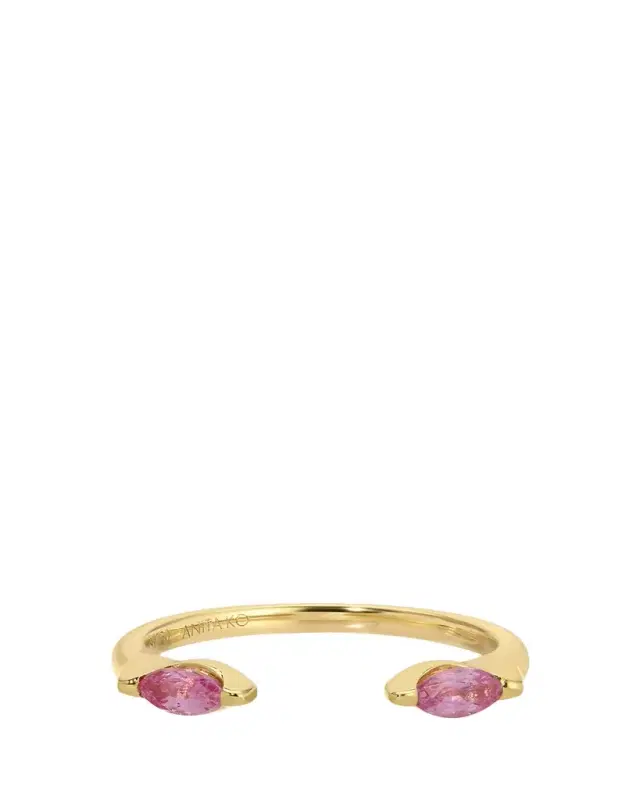 18K Yellow Gold Pink Sapphire Marquise Orbit Ring