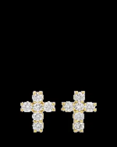 Anita Ko 18K Yellow Gold Diamond Cross Stud Earrings | Thumbnail 2 Anita Ko 18K Yellow Gold Diamond Cross Stud Earrings | Thumbnail 2