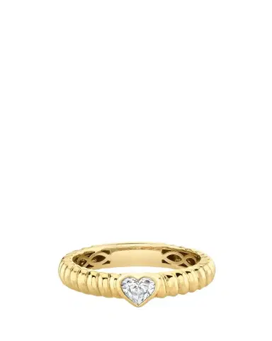 Anita Ko 18K Yellow Gold Thin Zoe Ring with Heart Diamond | Thumbnail 1