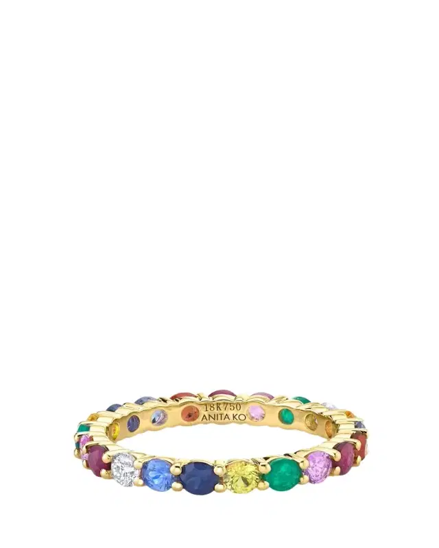 18K Yellow Gold Diamond and Multi-Gem Eternity Band