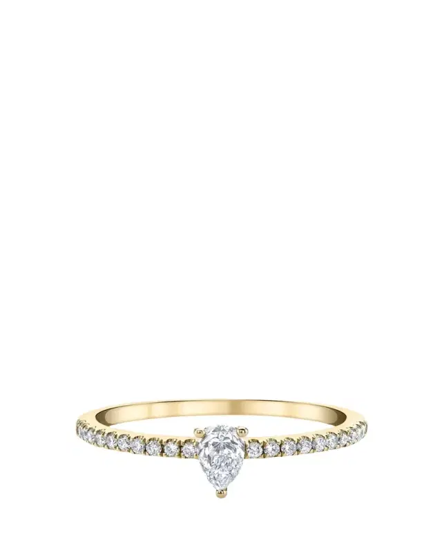 Anita Ko 18K Yellow Gold Me/You Pear Shaped Diamond Pave Ring