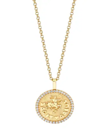 Anita Ko 18K Yellow Gold Small Sagittarius Coin Pendant Necklace with Diamonds | Thumbnail 1 Anita Ko 18K Yellow Gold Small Sagittarius Coin Pendant Necklace with Diamonds | Thumbnail 1