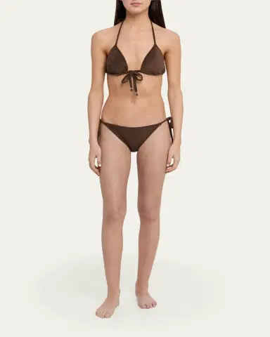 Lisa Marie Fernandez Retro Padded Triangle Two-Piece Swimsuit | Thumbnail 2 Lisa Marie Fernandez Retro Padded Triangle Two-Piece Swimsuit | Thumbnail 2