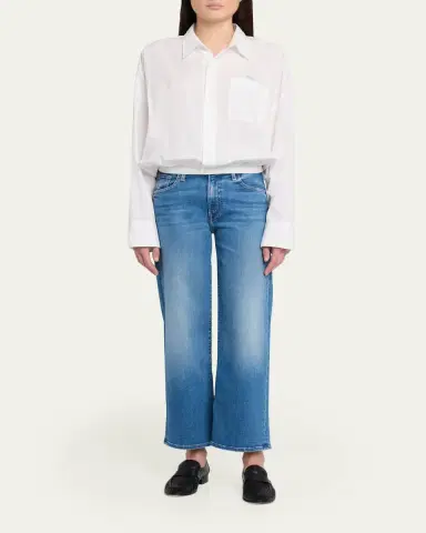 Mother The Scrunchie Frenchie Cropped Button-Front Shirt | Thumbnail 2