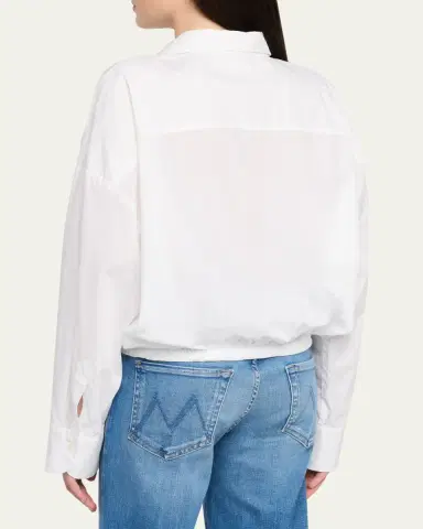 Mother The Scrunchie Frenchie Cropped Button-Front Shirt | Thumbnail 3