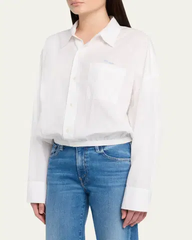 Mother The Scrunchie Frenchie Cropped Button-Front Shirt | Thumbnail 4
