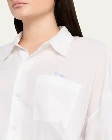 Mother The Scrunchie Frenchie Cropped Button-Front Shirt | Thumbnail 5
