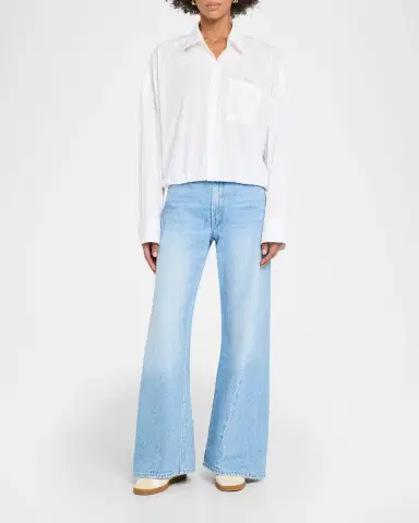 Mother The Scrunchie Frenchie Cropped Button-Front Shirt | Thumbnail 10