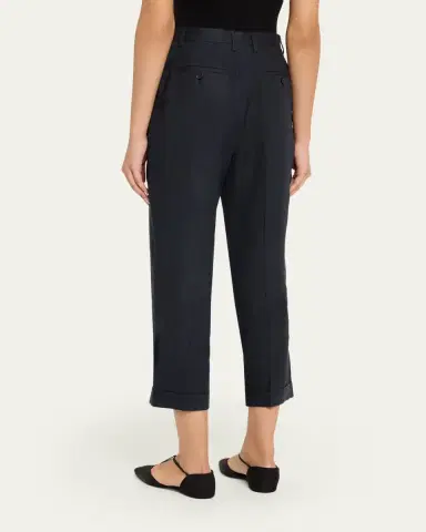 Loro Piana Louis Linen-Wool Cropped Trousers | Thumbnail 3 Loro Piana Louis Linen-Wool Cropped Trousers | Thumbnail 3