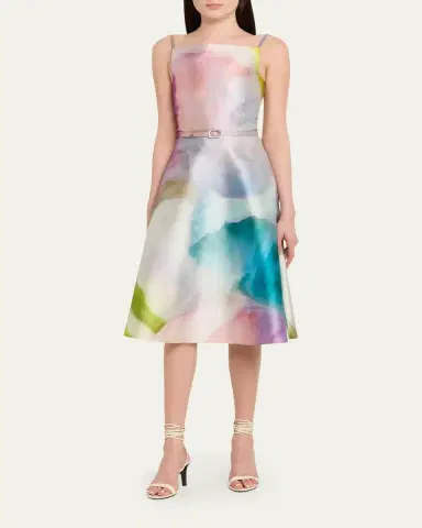 PRABAL GURUNG Square-Neck Sleeveless Satin Belted Mini Dress | Thumbnail 2 PRABAL GURUNG Square-Neck Sleeveless Satin Belted Mini Dress | Thumbnail 2