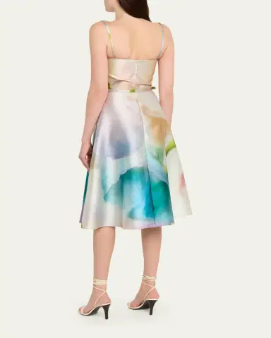 PRABAL GURUNG Square-Neck Sleeveless Satin Belted Mini Dress | Thumbnail 3 PRABAL GURUNG Square-Neck Sleeveless Satin Belted Mini Dress | Thumbnail 3