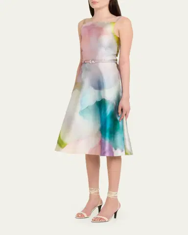PRABAL GURUNG Square-Neck Sleeveless Satin Belted Mini Dress | Thumbnail 4 PRABAL GURUNG Square-Neck Sleeveless Satin Belted Mini Dress | Thumbnail 4