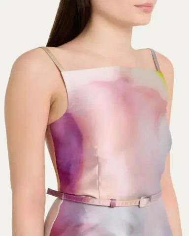 PRABAL GURUNG Square-Neck Sleeveless Satin Belted Mini Dress | Thumbnail 5 PRABAL GURUNG Square-Neck Sleeveless Satin Belted Mini Dress | Thumbnail 5
