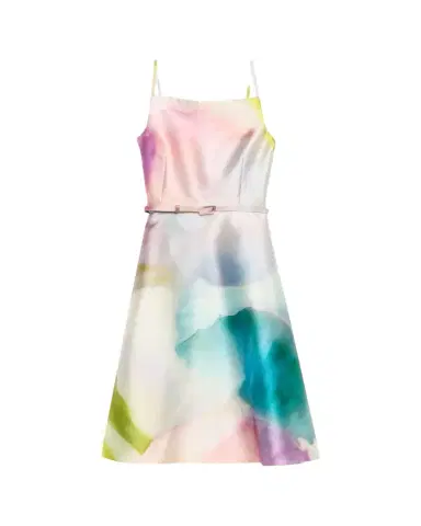 PRABAL GURUNG Square-Neck Sleeveless Satin Belted Mini Dress | Thumbnail 1 PRABAL GURUNG Square-Neck Sleeveless Satin Belted Mini Dress | Thumbnail 1
