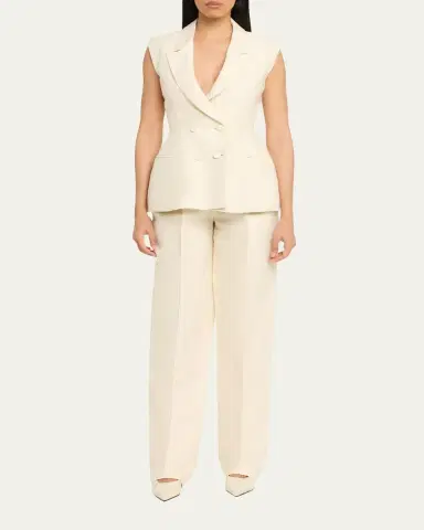 PRABAL GURUNG Carrot Silk Pleated Straight-Leg Trousers | Thumbnail 2 PRABAL GURUNG Carrot Silk Pleated Straight-Leg Trousers | Thumbnail 2