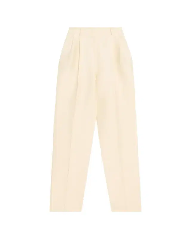 Carrot Silk Pleated Straight-Leg Trousers
