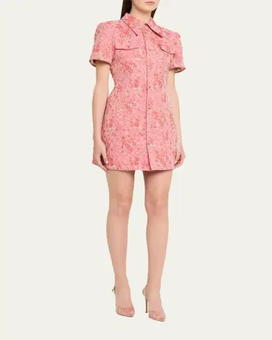 Willy Chavarria Chavela Metallic Floral Cloqué Mini Shirtdress | Thumbnail 4 Willy Chavarria Chavela Metallic Floral Cloqué Mini Shirtdress | Thumbnail 4