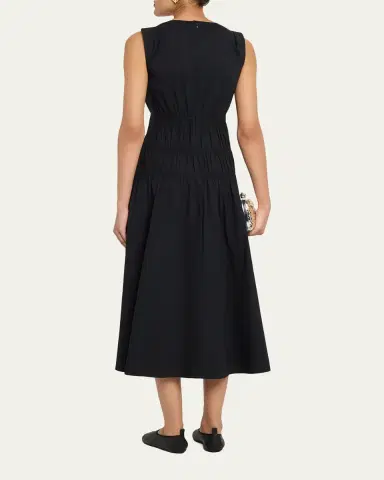 Proenza Schouler White Label Loren Sleeveless Ruched Waist Cotton Midi Dress | Thumbnail 3