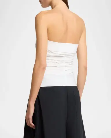 Proenza Schouler White Label Maisy Strapless Ruched Top in Poplin | Thumbnail 3