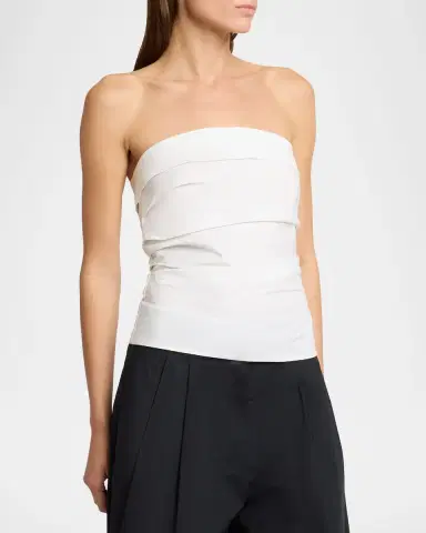 Proenza Schouler White Label Maisy Strapless Ruched Top in Poplin | Thumbnail 4