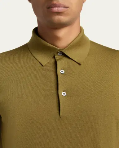 Zegna Men's 15milmil15 Wool Knit Polo Shirt | Thumbnail 5 Zegna Men's 15milmil15 Wool Knit Polo Shirt | Thumbnail 5