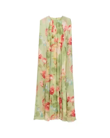 Rickie Freeman for Teri Jon Floral-Print Chiffon Cape Gown | Thumbnail 1