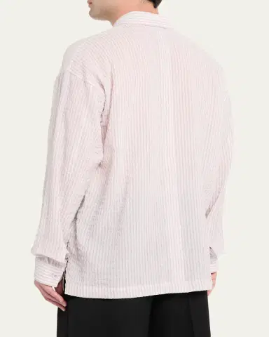 IM MEN Men's Oversized Cotton Linen Button-Front Shirt | Thumbnail 3 IM MEN Men's Oversized Cotton Linen Button-Front Shirt | Thumbnail 3