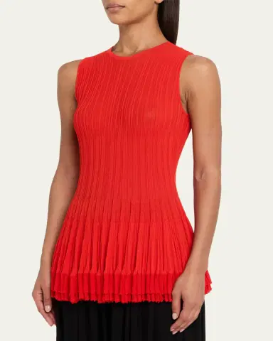 ASHLYN Shino Ruffle Rib Knit Tank Top | Thumbnail 4