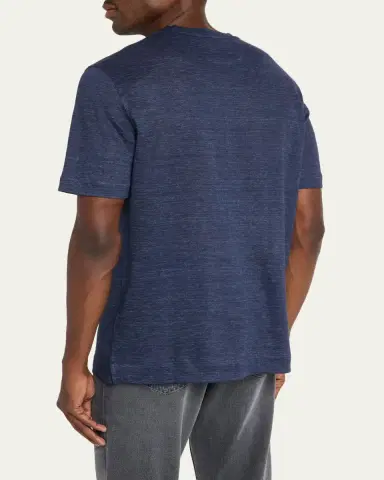 ZEGNA Men's Heathered Linen Crewneck T-Shirt | Thumbnail 3