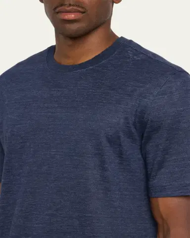 ZEGNA Men's Heathered Linen Crewneck T-Shirt | Thumbnail 5