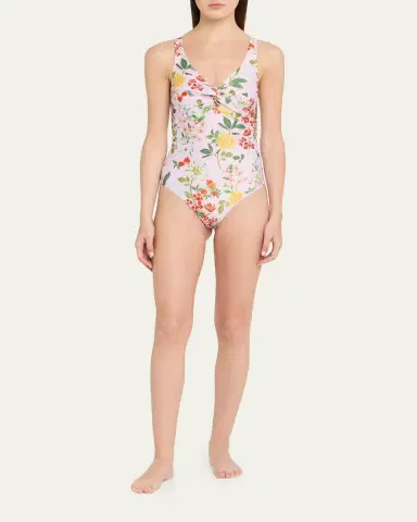 VERANDAH Twisted Drape Floral One-Piece Swimsuit | Thumbnail 2