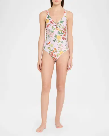 VERANDAH Twisted Drape Floral One-Piece Swimsuit | Thumbnail 5