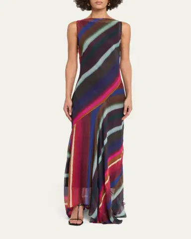 Christopher John Rogers Louie Striped Cowl Low Back Maxi Dress | Thumbnail 2 Christopher John Rogers Louie Striped Cowl Low Back Maxi Dress | Thumbnail 2