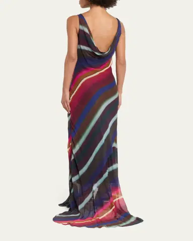 Christopher John Rogers Louie Striped Cowl Low Back Maxi Dress | Thumbnail 3 Christopher John Rogers Louie Striped Cowl Low Back Maxi Dress | Thumbnail 3