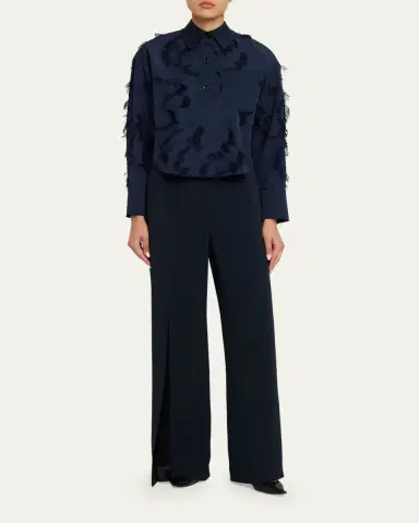 Jason Wu Collection Long Sleeve Fringe Fil Coupe Collared Shirt | Thumbnail 2 Jason Wu Collection Long Sleeve Fringe Fil Coupe Collared Shirt | Thumbnail 2