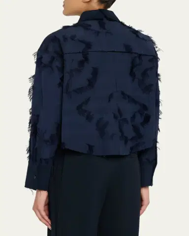 Jason Wu Collection Long Sleeve Fringe Fil Coupe Collared Shirt | Thumbnail 3 Jason Wu Collection Long Sleeve Fringe Fil Coupe Collared Shirt | Thumbnail 3