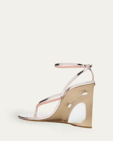 Alaïa Mirrored Leather Invisible Wedge Thong Sandals | Thumbnail 2 Alaïa Mirrored Leather Invisible Wedge Thong Sandals | Thumbnail 2