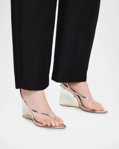 Alaïa Mirrored Leather Invisible Wedge Thong Sandals | Thumbnail 4 Alaïa Mirrored Leather Invisible Wedge Thong Sandals | Thumbnail 4