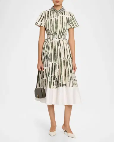 Jason Wu Collection Stripe Collage-Print Short-Sleeve Midi Shirtdress | Thumbnail 6 Jason Wu Collection Stripe Collage-Print Short-Sleeve Midi Shirtdress | Thumbnail 6