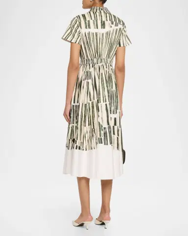Jason Wu Collection Stripe Collage-Print Short-Sleeve Midi Shirtdress | Thumbnail 7 Jason Wu Collection Stripe Collage-Print Short-Sleeve Midi Shirtdress | Thumbnail 7