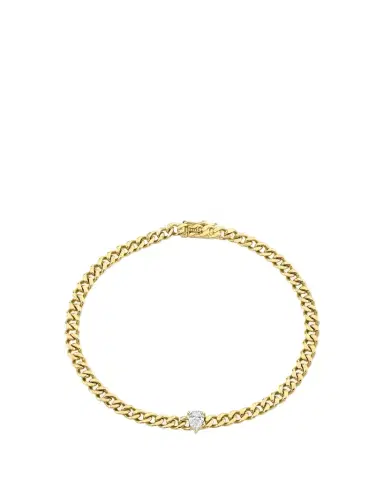 Anita Ko 18K Yellow Gold Small Cuban Link Bracelet with Pear Diamond Center | Thumbnail 1