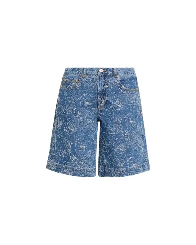 Cinq a Sept Betsy Garden Doodle Denim Shorts