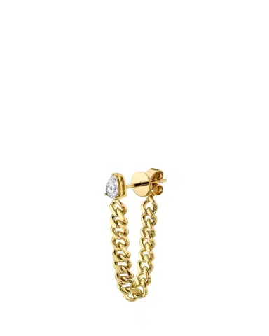Anita Ko 18K Yellow Gold Cuban Link Loop Earring with Pear Diamond Stud, Single | Thumbnail 1 Anita Ko 18K Yellow Gold Cuban Link Loop Earring with Pear Diamond Stud, Single | Thumbnail 1