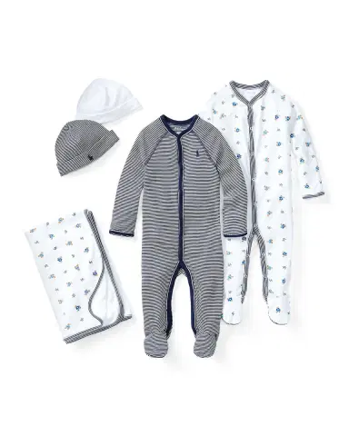 Polo Ralph Lauren Reversible Bear/Monogram Cotton Baby Blanket | Thumbnail 2