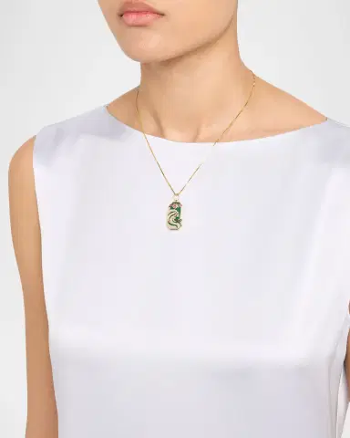 Kastel Jewelry 14K Yellow Gold Moon Goddess Pendant with Malachite, Diamonds and Rubies | Thumbnail 2 Kastel Jewelry 14K Yellow Gold Moon Goddess Pendant with Malachite, Diamonds and Rubies | Thumbnail 2