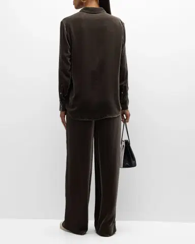 ATM Anthony Thomas Melillo Velvet Boyfriend Button-Front Shirt | Thumbnail 3