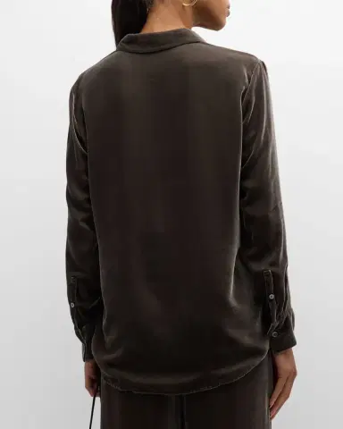 ATM Anthony Thomas Melillo Velvet Boyfriend Button-Front Shirt | Thumbnail 5