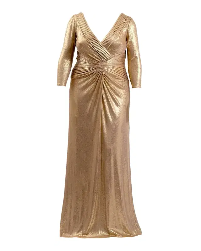 Tadashi Shoji Plus Size Metallic Twist-Front Column Gown