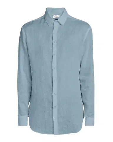 Giorgio Armani Men's Classic Solid Linen Sport Shirt | Thumbnail 1 Giorgio Armani Men's Classic Solid Linen Sport Shirt | Thumbnail 1
